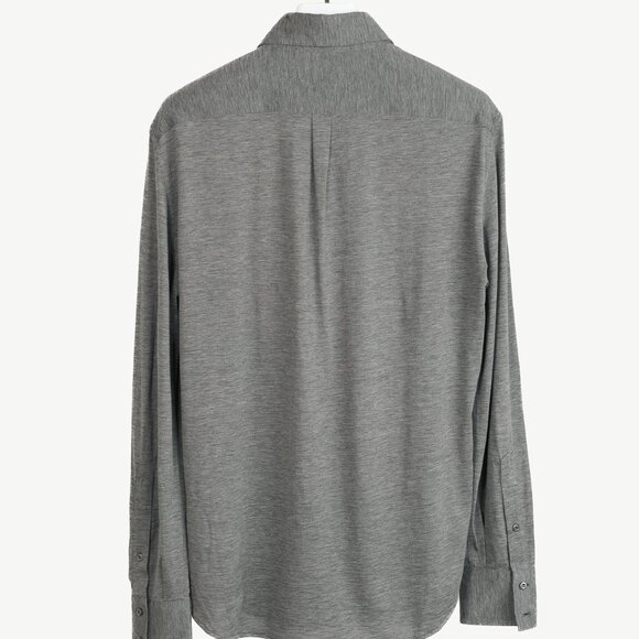 Brunello Cucinelli Dark Grey Silk & Cotton Jersey Button-Up Basic Fit Shirt - Picture 2 of 12